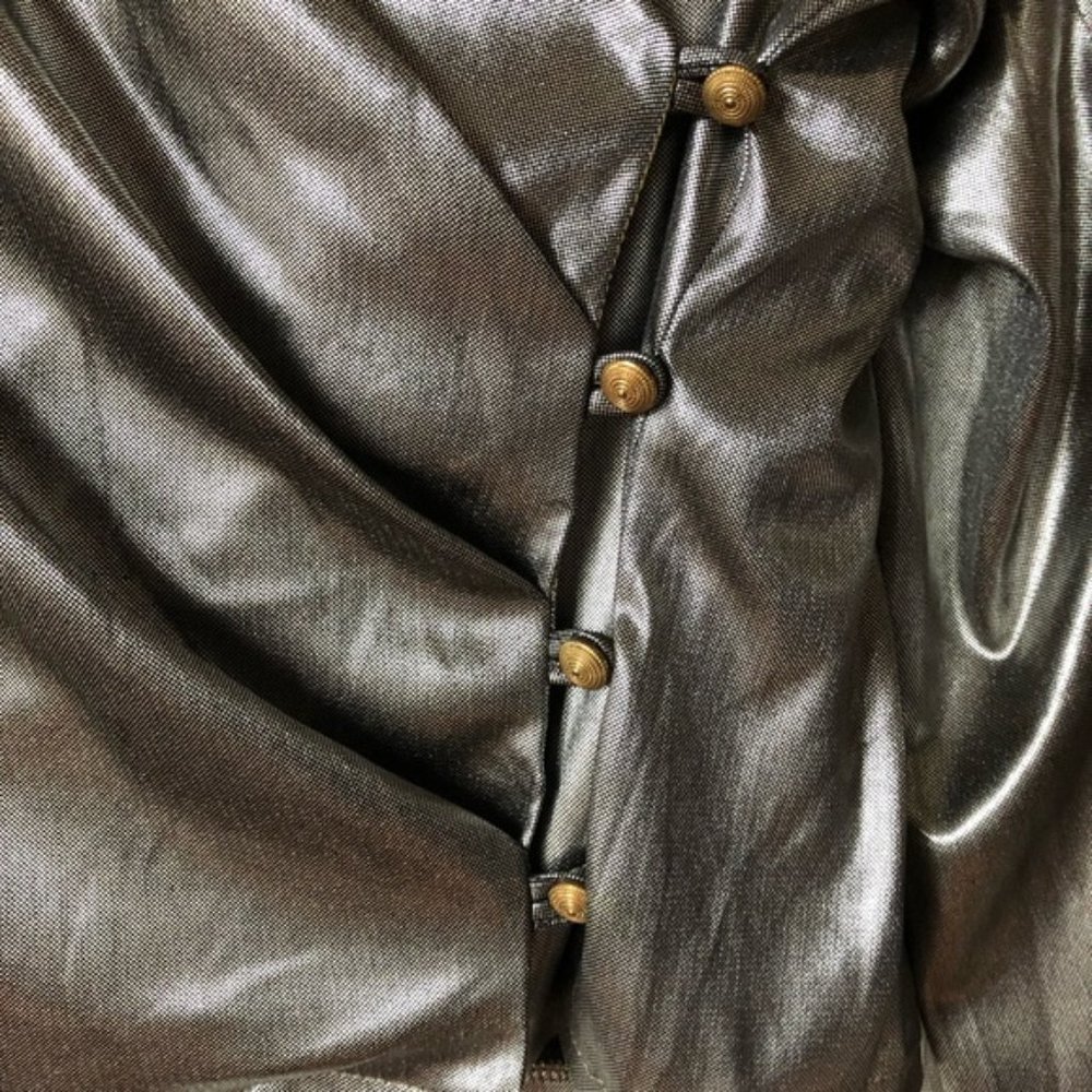 Paradox Chemise Montreal Metallic Silver Wrap Top Size Medium Vintage - Picture 3 of 10